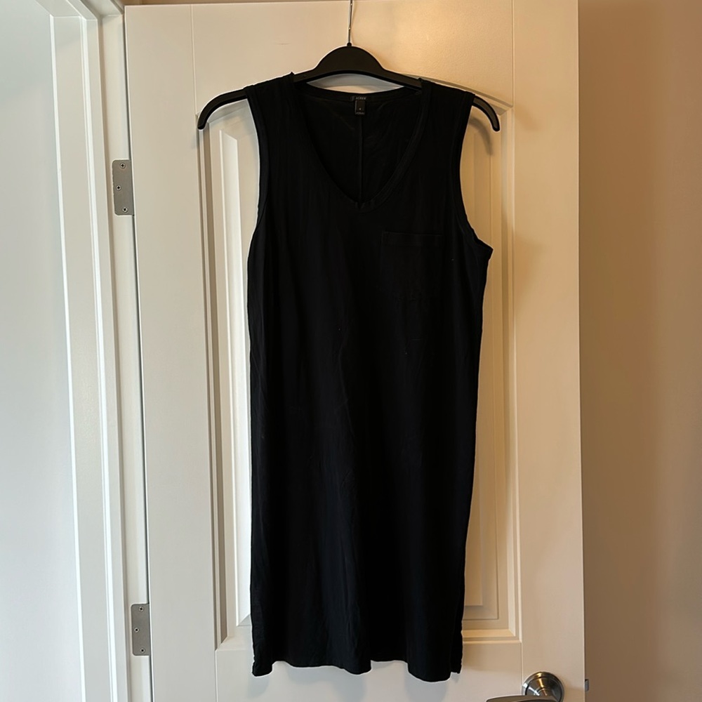 J.Crew, black T-shirt tank dress with pocket and side slits